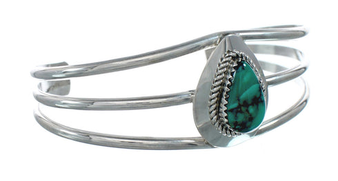 Native American Turquoise Sterling Silver Tear Drop Navajo Cuff Bracelet NX11626
